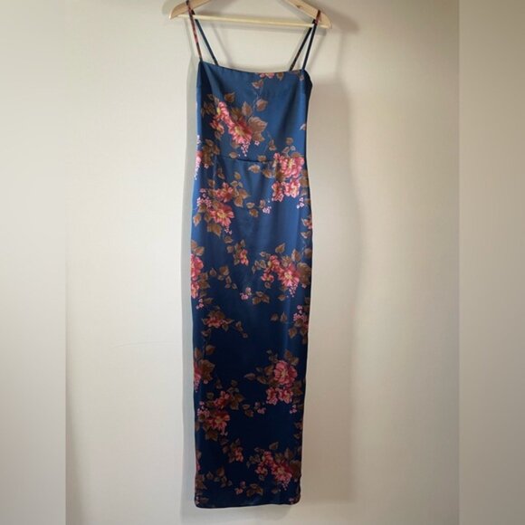 NEW Reformation Frankie Silk Maxi Navy Floral Dress Gown Lyric | US 2 UK 6 - Picture 6 of 13